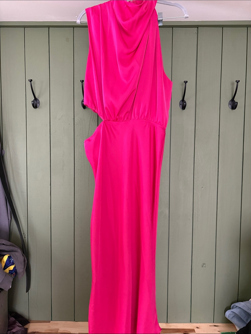 Sleeveless Hot Pink Draped Maxi Dress